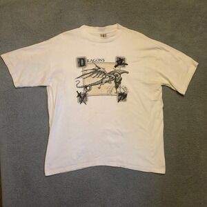 Vtg Del Sol Dragon Graphic T Shirt XL White Single‎ Stitch Fantasy Aesthetic
